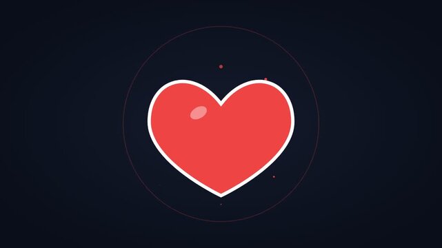 Animated heart like button pulsing social, horizontal 16:9 seamless loop HD motion graphics icon