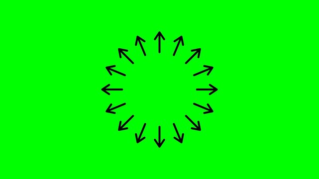 circular arrow pattern spinning forward POV green screen animation