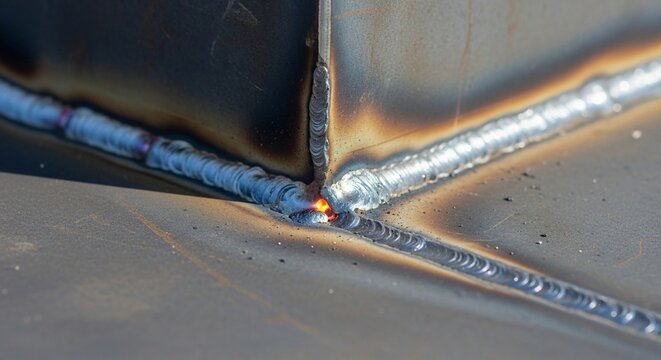 Intense Metal Welding Process Showing Fusion and Bright Sparks Joining Steel Components in Industrial Fabrication