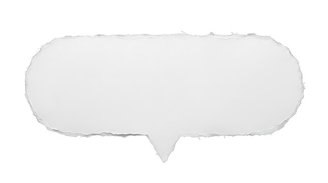 Torn paper speech bubble isolated on white background