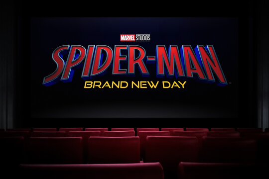 Spider-Man Brand New Day movie in the cinema. Watching a movie in the cinema. Astana, Kazakhstan - July 31, 2026.