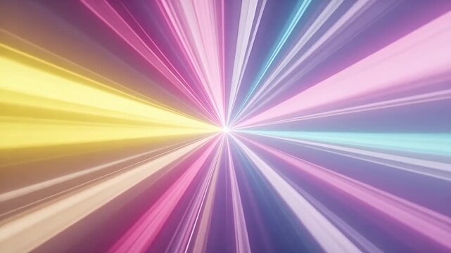 Abstract light tunnel motion graphic featuring colorful neon beams in a fast hyper speed video clip