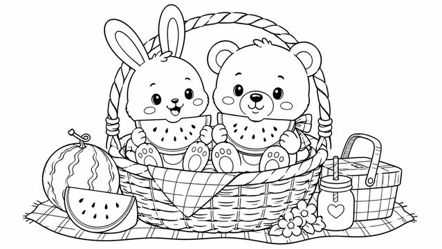 Cute little hamster sitting and eating a sunflower seed line art drawing