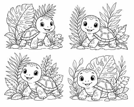Set of four black and white hand drawn sketch doodle patterns with simple lines