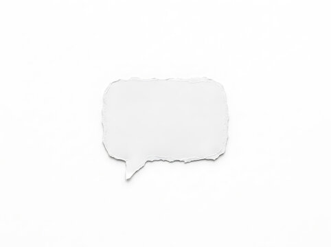 Torn paper speech bubble isolated on white background