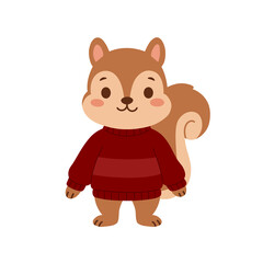 Fototapeta premium squirrel mascot with red sweater clipart illustration