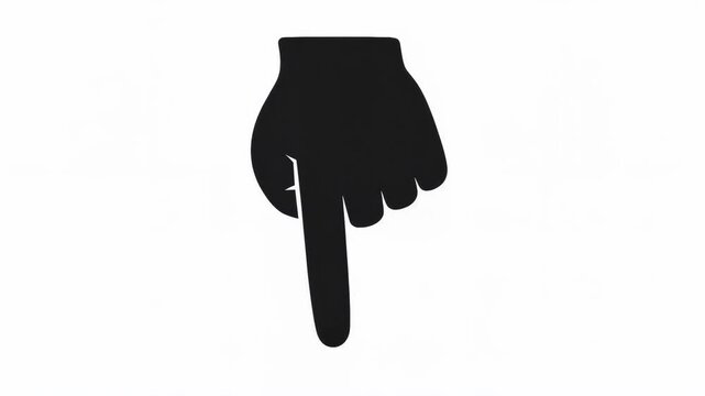 Silhouette of a Hand Pointing Downward on White Background