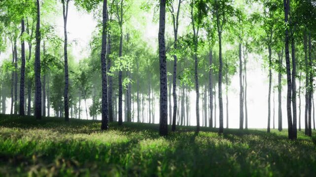 Ethereal birch trees bathed in light with pale backdrop and soft silhouettes. Airy minimal composition ideal for calming editorial, wellness branding,
