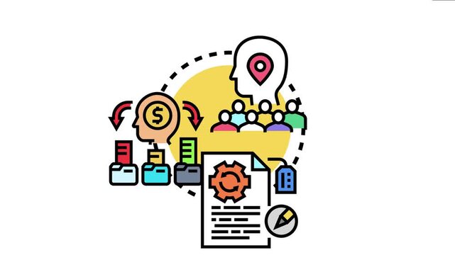 Modern icon marketing brand fusion, optimizing customer engagement, audience targeting, and strategic implementation for business growth