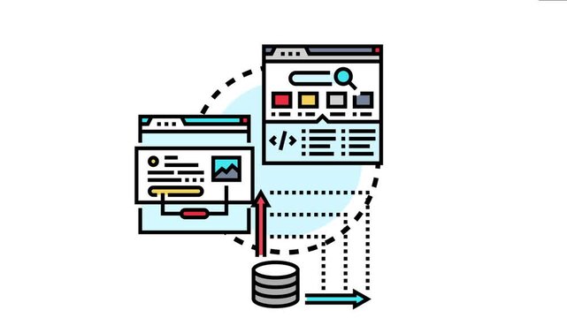 Data being structured and processed for web development, improving content visibility and information retrieval on websites through digital platforms