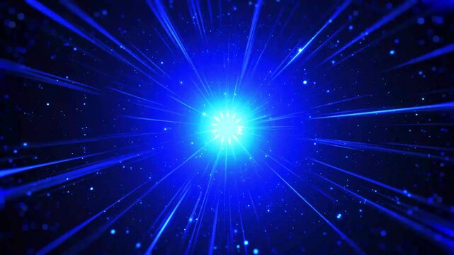 Blue circular tunnel with digital concentric rings, abstract circular particle tunnel technology background concept on black background digital presentation effect backdrop. 4k video