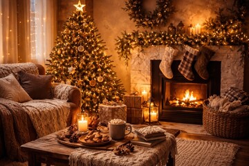 Obraz premium Cozy festive living room decor