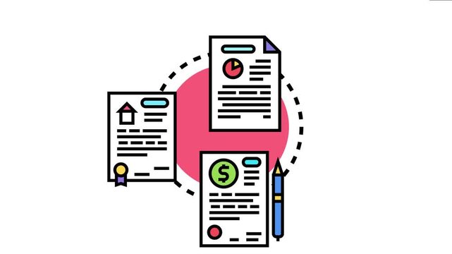 Markdown agreement concept visualizes various contract types, including financial, property, and business reports, linked in a process of price reduction or renegotiation