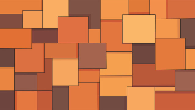 Modern Abstract Overlapping Geometric Squares And Rectangles Pattern Flat Vector Background In Warm Autumn Color Palette
