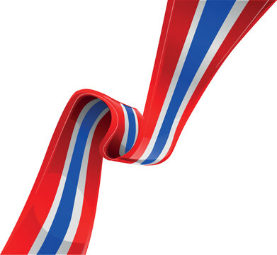 Thailand ribbon flag on white background