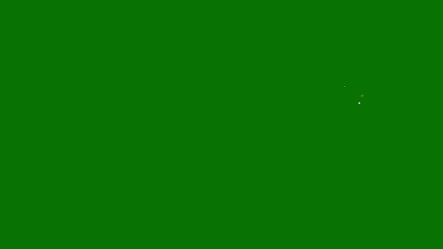 Golden comet trail with sparkling glitter particles, shining starbursts and magical fairy dust, glowing light tail moving in a smooth curve across green screen, cinematic 4k animation