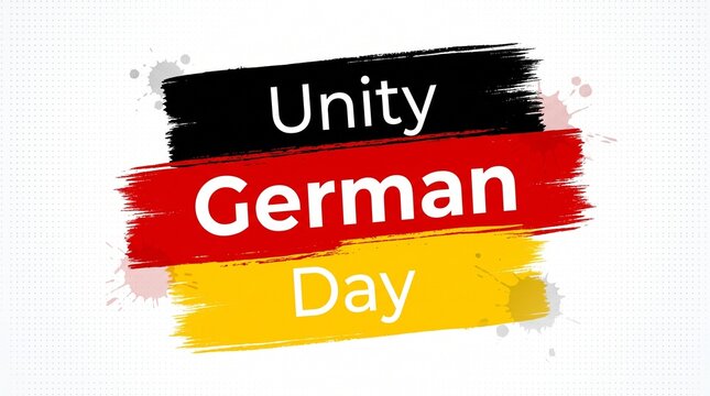 German, Unity, Day, Germany, flag, national, holiday, reunification, celebration, brush, strokes, paint, black, red, gold, yellow, typography, text, October, anniversary, patriotic, European, culture,