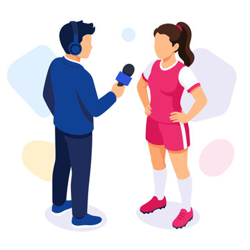 North American Soccer Championship reporter interviewing female athlete after the match.