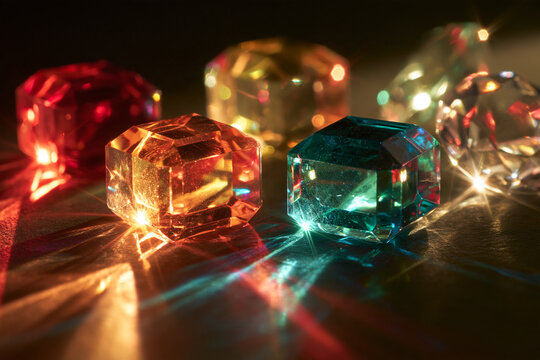 Colorful Shining Crystals Creating Beautiful Light Effects