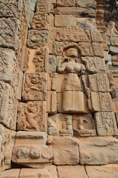ruined hindu and buddhist khmer temple (bakong) at angkor in siem reap in cambodia 