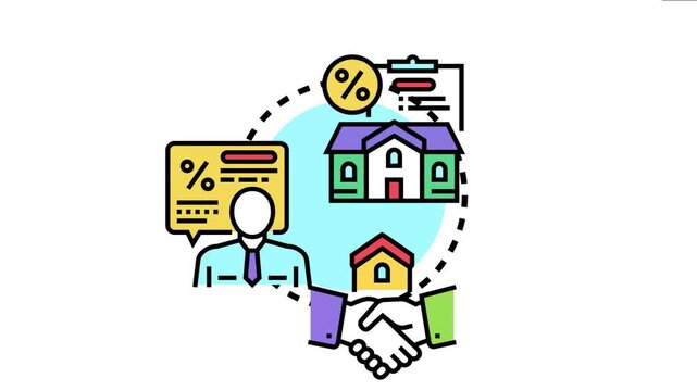 Financial experts discussing a loan agreement, securing collateral with property assets, defining risk management, and ensuring repayment conditions in a business partnership