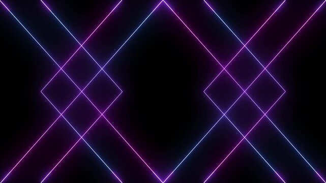 abstract glowing purple and blue geometric line cross pattern loop background animation.