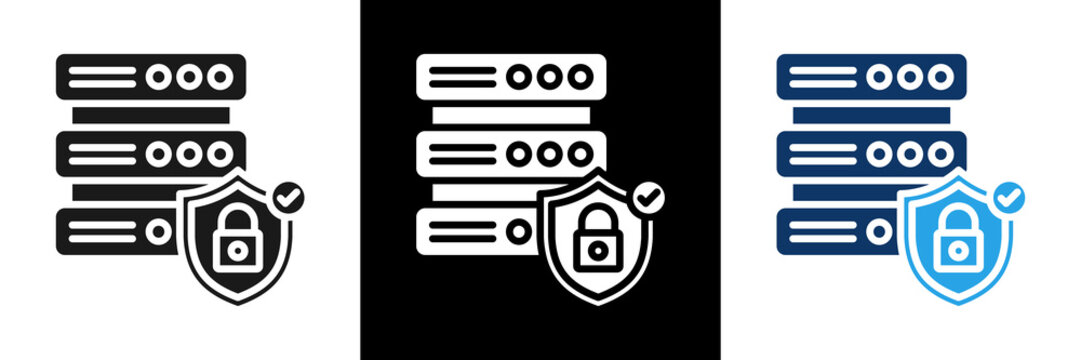 Server Security Icon Set Glyph Vector Illustration