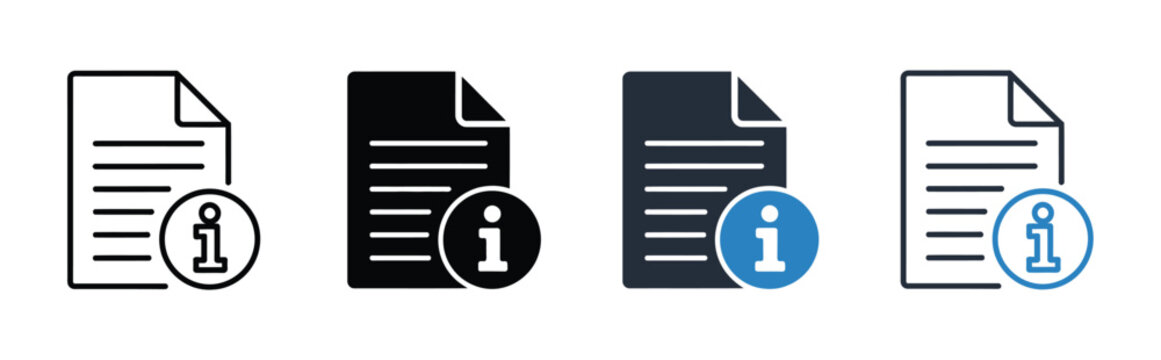 Information icon on document vector symbolizing help content, system documentation, user guidance, knowledge base and digital interface support.
