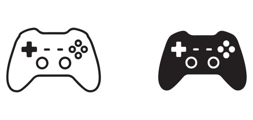 Video game controllers in outline and solid styles for digital entertainment and gaming platform interfaces vector Illustrator Eps 10.eps © Minhajul