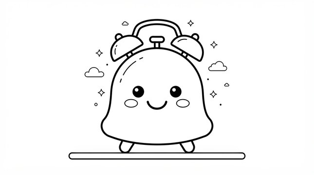 Cute cartoon alarm clock character with a happy face
