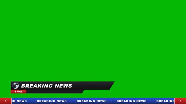 Live breaking news graphic with lower third. 4K Video