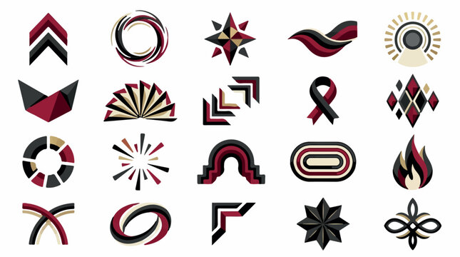 Abstract Logo Design Set. Modern Geometric Emblems Collection. Red, Black, Gold Vector Symbols thanksgiving Editable EPS