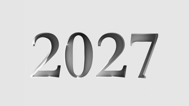 Minimal 3D Gray 2027 Typography Elegant Modern Design 3D Render
