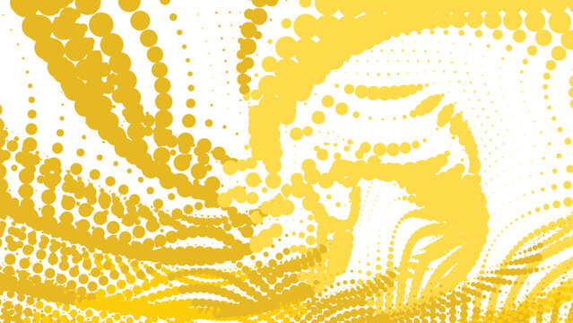 Elegant yellow halftone dots swirling in a graceful pattern for sophisticated graphic design and backgrounds