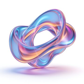 Iridescent Glass Abstract Fluid M&ouml;bius Loop Object 3D Rendering Isolated