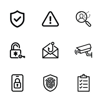 Flat design security icons set for cyber protection and data safety vector illustration