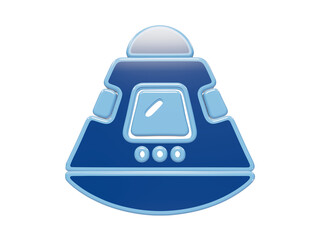 3D rendered blue space capsule icon with rounded edges and glossy surface finish for aerospace and science applications isolated on a transparent background © Trendy_Desing