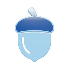 3D rendered glossy blue acorn icon with smooth rounded edges and gradient highlights for autumn themed projects isolated on a transparent background © Trendy_Desing