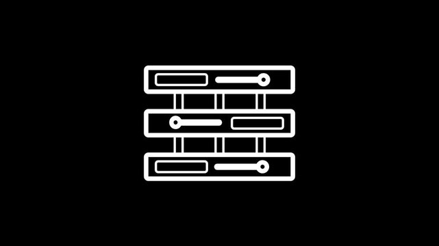 Minimalist server rack animation tech business presentations data storage networking visuals clean line