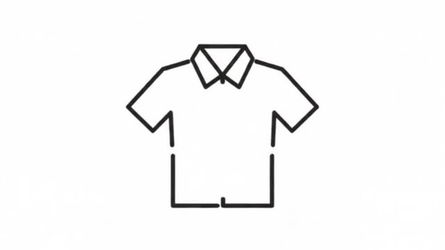 Minimalist black outline icon of a short sleeve button down shirt clothing apparel