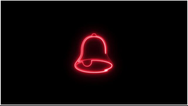 Neon glowing bell minimalist vibrant pink light effect modern digital abstract symbol for branding u i