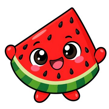 Cute watermelon slice cartoon character