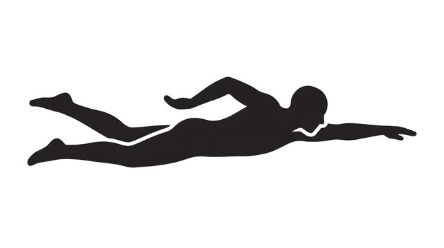 Swimmer performing freestyle stroke icon design