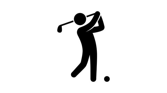 Golfer completing golf swing icon design