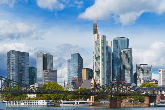  beautiful landscape - frankfurt am main in the summer. View of the skyline