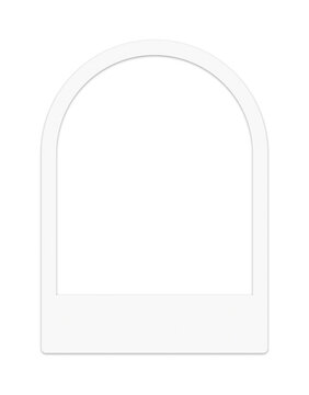 Blank arched photo frame with white border isolated on transparent background