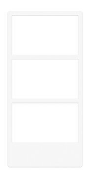 Vertical photo booth strip template with three rectangular frames and a large bottom border area for custom design, isolated on transparent background