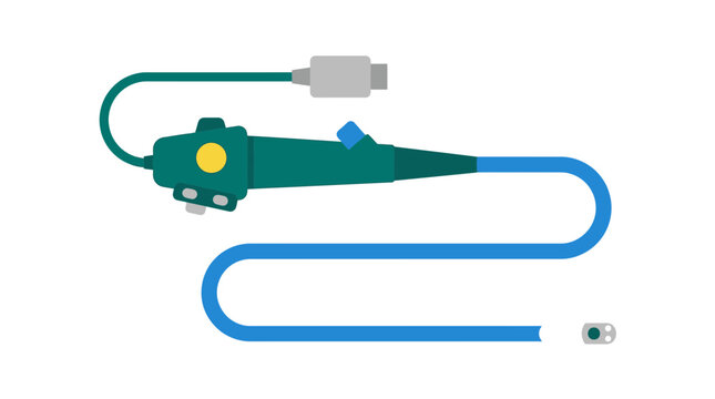 Medical Endoscope Device Isolated Transparent Background Vector Illustration