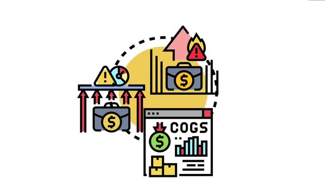 Business strategy concept explaining operational costs management, including controlling expenses, financial planning, increasing efficiency, and analyzing cost of goods sold for business success