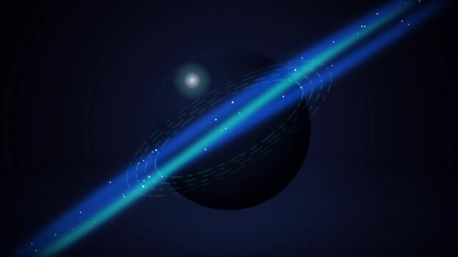 Stylized Uranus planet glowing rings seamless loop motion background